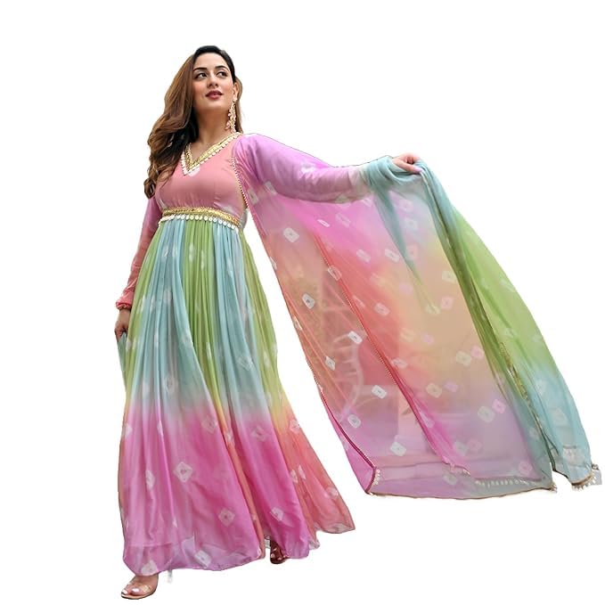 KD Women's Anarkali Floral Printed Kurta Pent Set with Dupatta Anarkali Kurta for Women | Kurta Set | Ethnic Set | Dupatta Set - Image 2