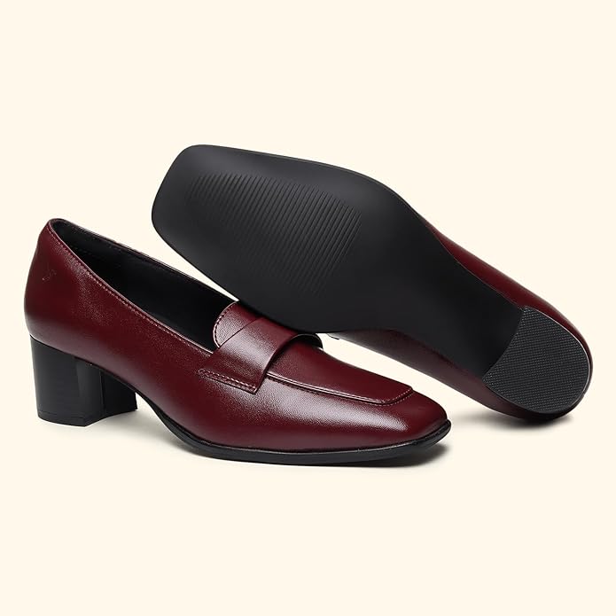 YOHO Bliss Heel 001 Slip-on Loafers for Women | Comfortable & Stylish Block Heeled | Fashion Moccasins with Footpharma Footbed | Perfect for Casual, Formal Shoe - Image 2