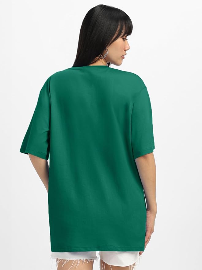 JUNEBERRY® Oversize Loose Baggy Fit Drop Shoulder Cool and Stylish Latest Pocket Print Print Design Multicolor Half Sleeve T-Shirt for Women & Girls - Image 3