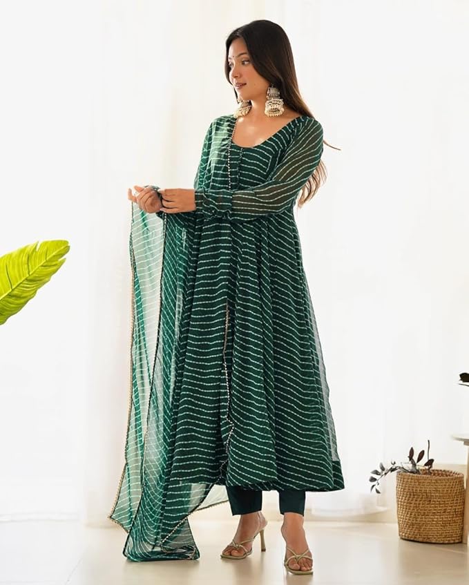 KD Women's Anarkali Floral Printed Kurta Pent Set with Dupatta Anarkali Kurta for Women | Kurta Set | Ethnic Set | Dupatta Set - Image 6