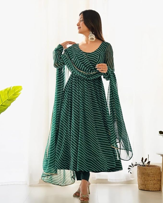 KD Women's Anarkali Floral Printed Kurta Pent Set with Dupatta Anarkali Kurta for Women | Kurta Set | Ethnic Set | Dupatta Set - Image 7